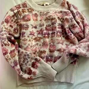 Loveshackfancy purple and pink print sweater